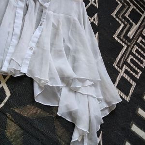 White Ruffle Shrug/Shirt