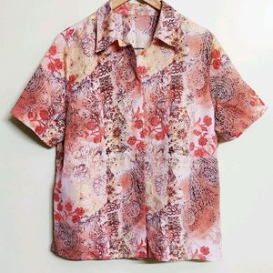 Light Brown Floral Shirt Size-44-46