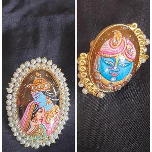 Tanjore Natural Stone Hand-painted Rings