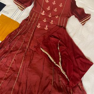 Red Gown With Dupatta