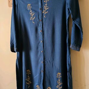 Max Teal Blue Embroidered Kurta