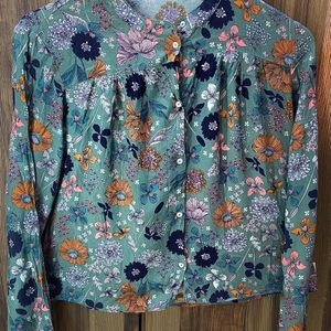 Floral Crepe Shirt with High Waist Denim💜
