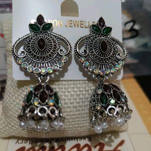 Beautiful ❤️ Silver Oxidize Jhumka Earring