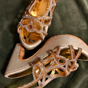 👠BRIDAL GOLDEN  Sandals AMAZING STONED NEW❗💛