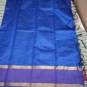 Semi Raw Silk Saree Body: Dark Blue Colour