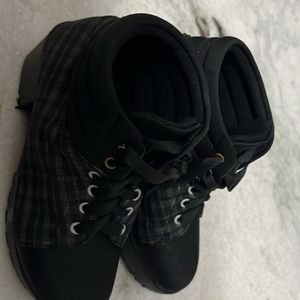 Black Boots With Check Detailing