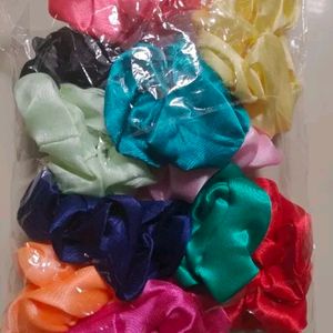 12 Pieces Of Pure Silk Scrunchies