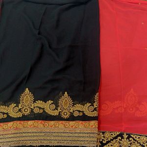 Embroidered Lace Saree With Stiched Blouse