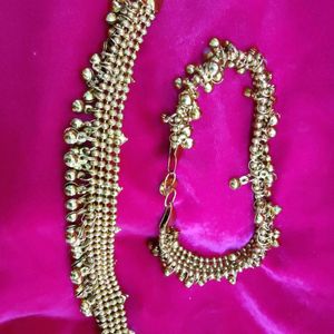 Golden Kundan Anklets