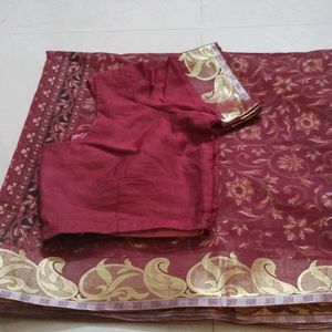 Beautiful Leaf Design Saree