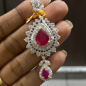 Silver Ruby Long Earrings