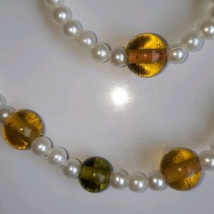 Combo Of Lemon Green Color Stones And Pearls Set