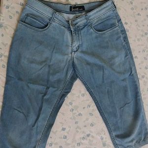 Faded Blue Denim Capri Waist 34 Inch