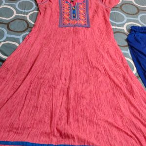 Pink Kurta Set With Leggings