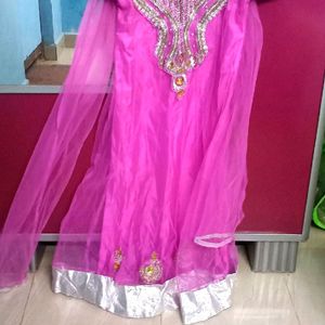 Net Anarkali With Pant And Dupatta