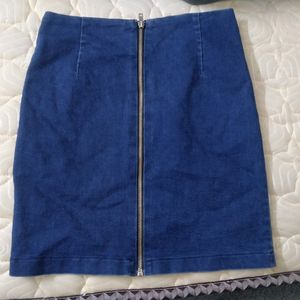 Denim Skirt With Front Zip