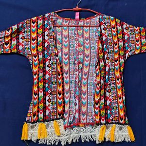 Vibrant Ethnic Jacket With Tassels