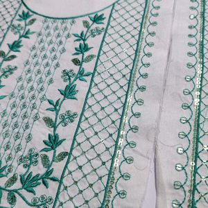 Combo Of 2 Neck Embroidery Patches White RamaGreen