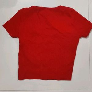 New Korean Red Crop Top