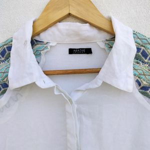 Corian White Shirt With Work Embroidery