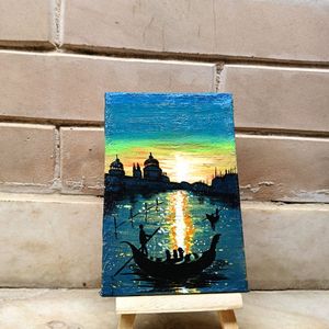 Aesthetic Mini Seascape Painting With Stand