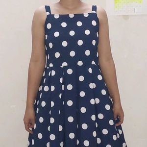 Blue Midi With White Small Dots