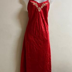 Korean Designer Red Silk One Piece