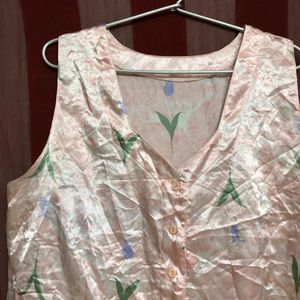 Pink Printed Sleeveless Top