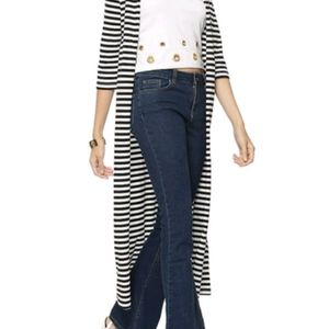 Black And White Striped Long Full Length Shrug