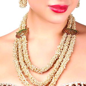 3 Layers Zaveri Pearls Nacklace Set