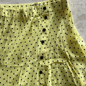 Zara L Skirt With Slit Yellow And Black