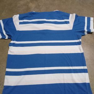 Blue and white Plain Line T Shirt