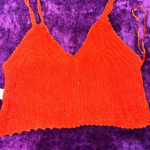 Orange Crotchet Tank Top