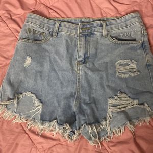 Ripped denim shorts