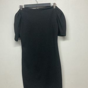 black bodycon w puff sleeves