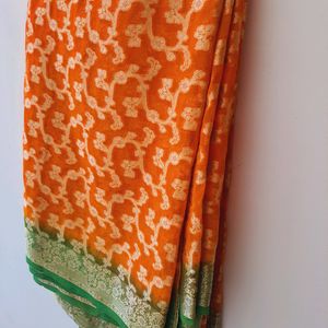 Embellished Orange Saree