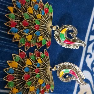 Peacock Design Multicolour Earrings 🦋😻