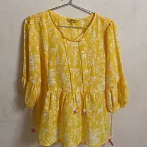 Light Yellow Top With Tassels