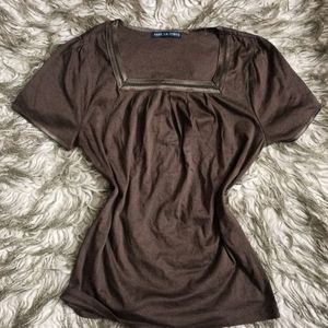 Brown Vintage Square Neck Top