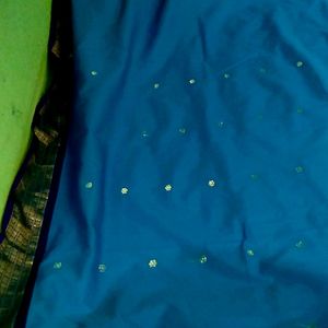 Silk Skyblue Colour Saree(No Blouse)