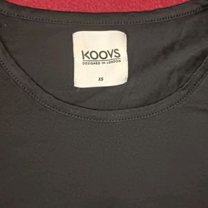 Koovs Branded Crop Skinny Top