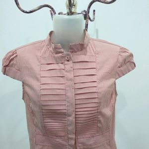 Mango Suit Stripe Button Up Top