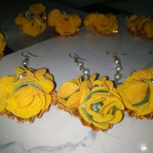 Bridal Haldi Jewellery Full Set And Mangtika Pices