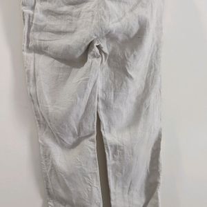 Branded linen Cream Pants For Women