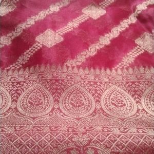 Striped Zari Organza Banarasi Silk Saree