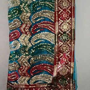 Beautiful Net Shining Saree With Grand Work