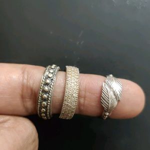 Combo Of 3 92.5 Silver Rings