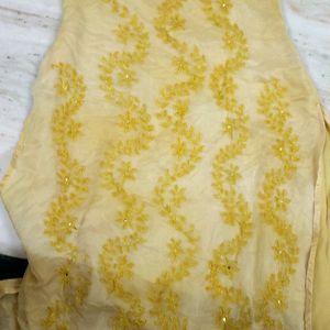 Yellow Chikenkaari Work Breautiful Kurti