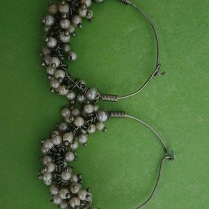 Silver Plated White Beads Earrings