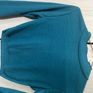 Fitted Sea Green Y2K Casual Top For Girls